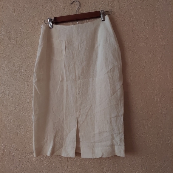 Sara Sturgeon Made in England Linen Pencil Skirt in Eggshell Sz 2 - Picture 3 of 8
